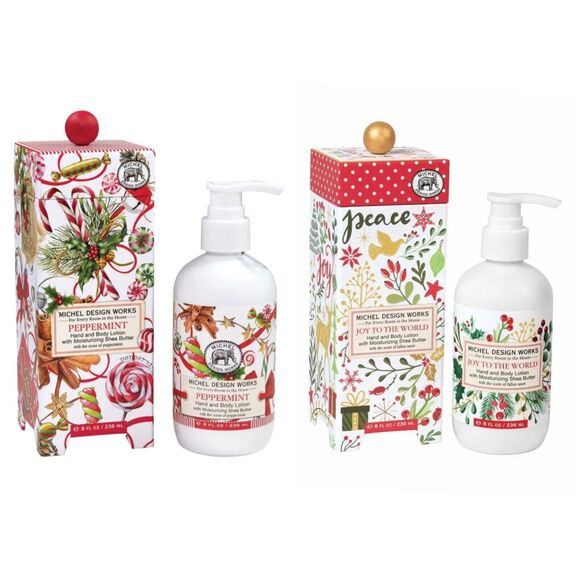 Michel Design Works Hand and Body Lotion, Peppermint AND Joy To The World. NIP - Picture 1 of 1